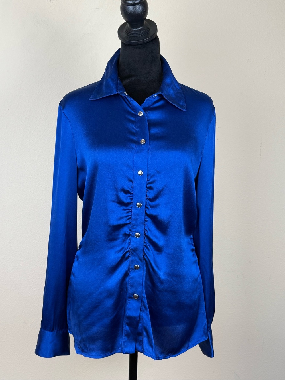Royal blue Cache silk snap Blouse